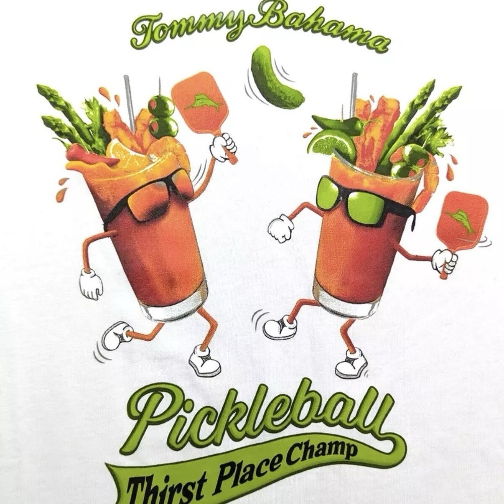 Tommy Bahama T-Shirt Men's Small Short Sleeve White‎ Top Pickleball Champs NWT
